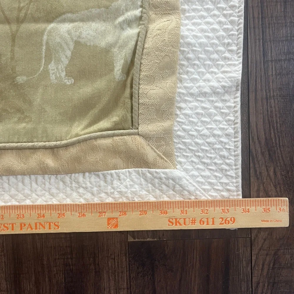 Safari Animal Print Baby Quilt Tan Waffle Knit Border Toile Size 34